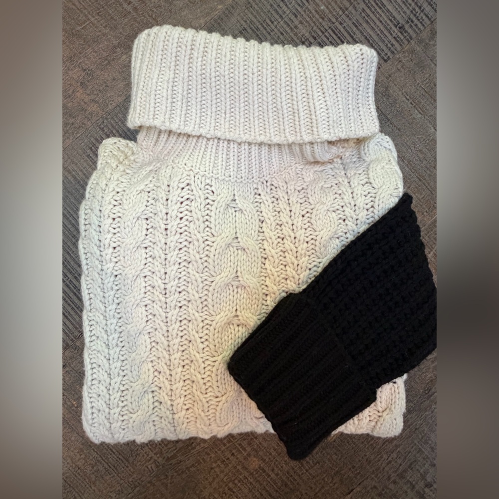 Cozy  Cotton cable chunky  color-block  Knit Sweater size xl